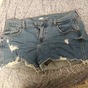 Distressed boyfriend denim shorts